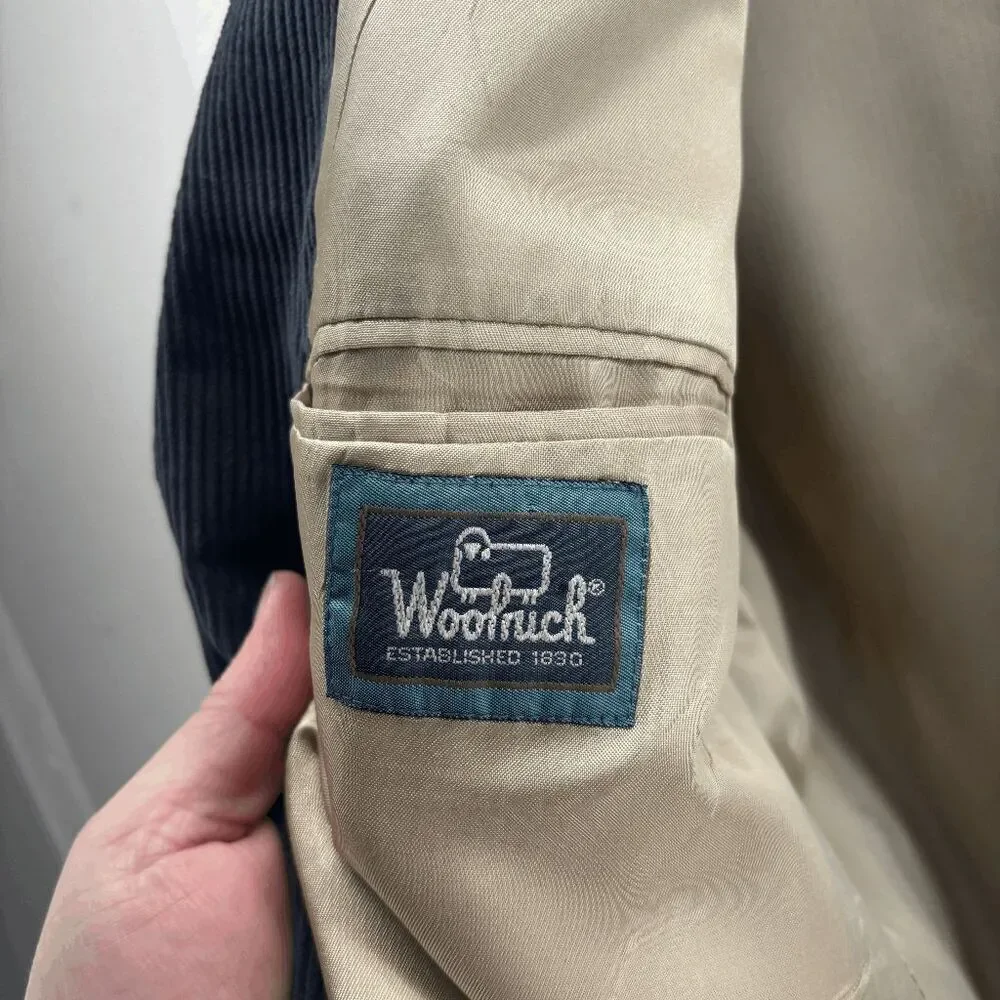 Vintage Woolrich Gray‎ Corduroy Men’s Blazer w/ Brown Elbow Patches 46L 60s 70s